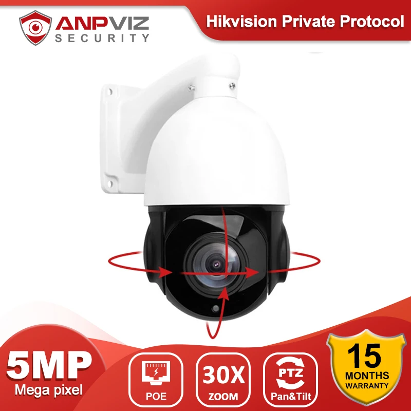 Anpviz 5MP POE IP PTZ Камера Открытый Сеть Onvif Скорость купол 30X зум камера видеонаблюдения