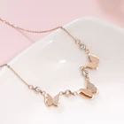 Ожерелье светильник под розовое золото с матовой бабочкой