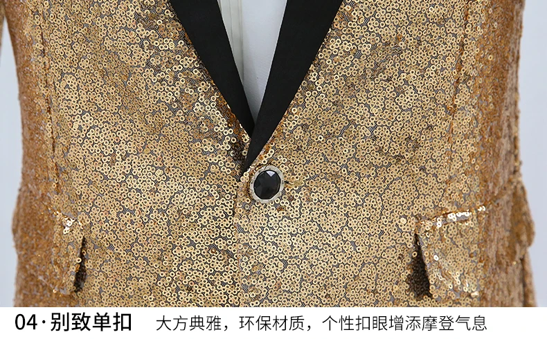 

PYJTRL Brand Mens Fashion Gold Silver Sequins Blazers Design DJ Singers Costume Slim Fit Coat Male Shiny Paillette Suit Jacket