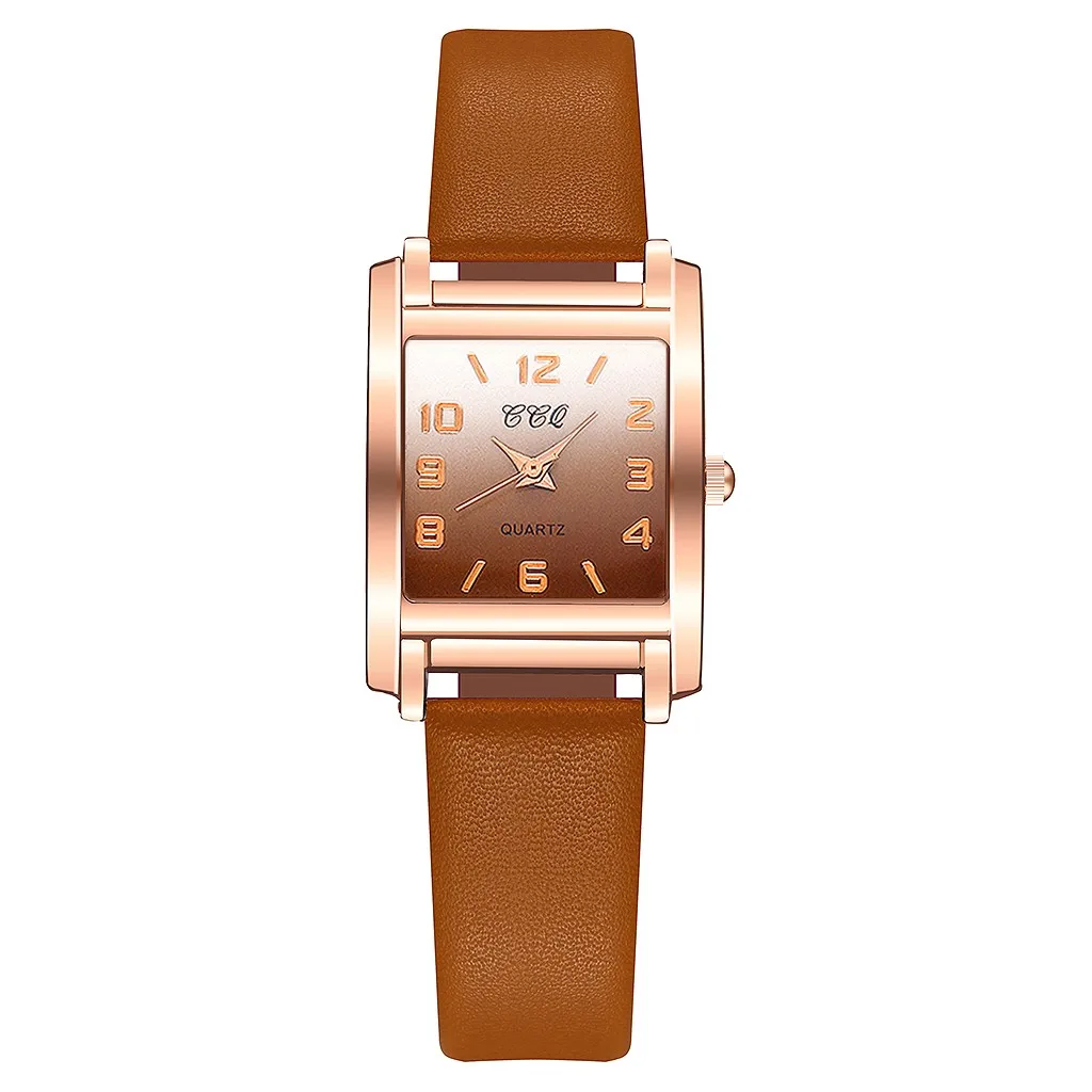 Часы женские кварцевые с квадратным градиентом гладкие минималистичные матовые