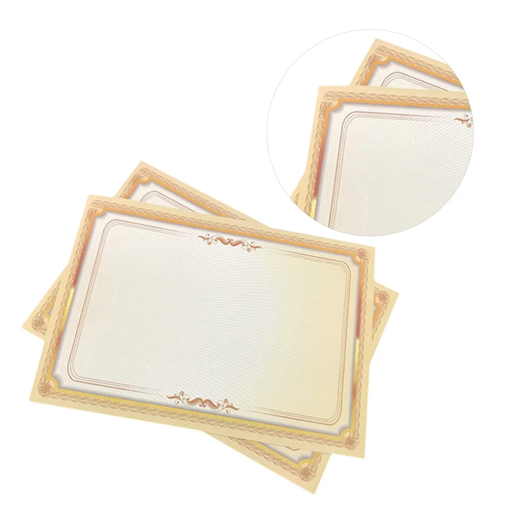 

20pcs A4 Horizontal and Vertical Gradient Gold Border Certificate Paper