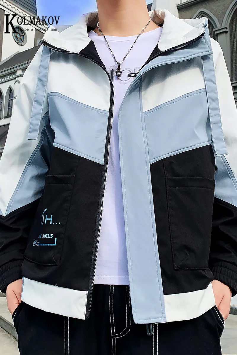 

KOLMAKOV In The Spring Of 2021 New Men's Hooded Coats Casual Jacket Zipper Fly Male Fashionable Coat Size M-3XL 3 Color