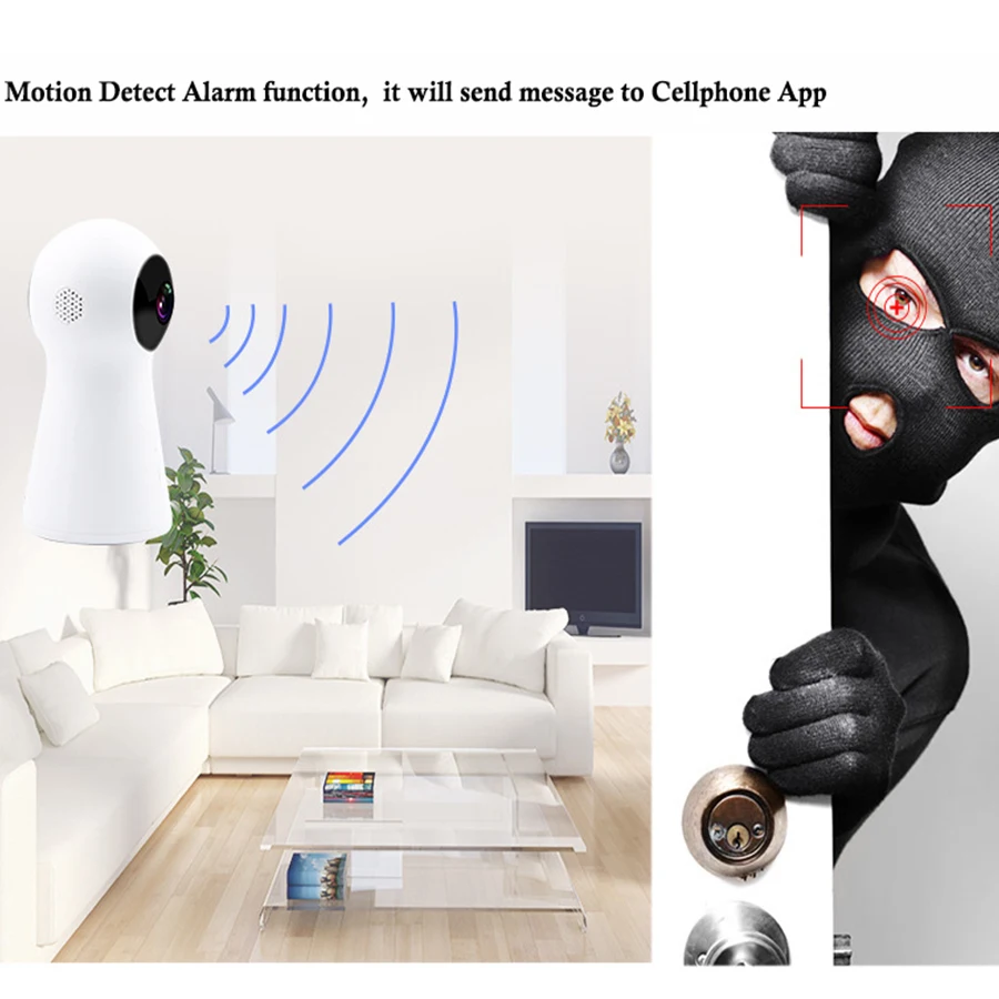 Панорамная камера рыбий глаз с двумя объективами 2 мегапиксельная Беспроводная ip