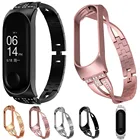 Ремешок для смарт-часов Xiaomi mi band 6, 5, 3, 4, сменный Браслет из нержавеющей стали, металлический корпус