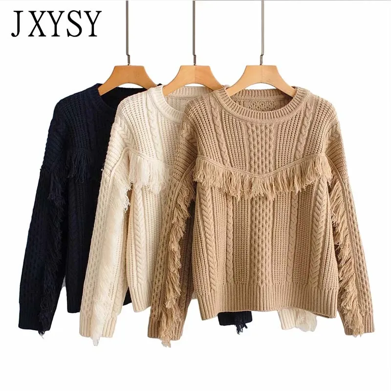 JXYSY осенне-зимние женские вязаные свитера-пуловеры повседневные плотные теплые