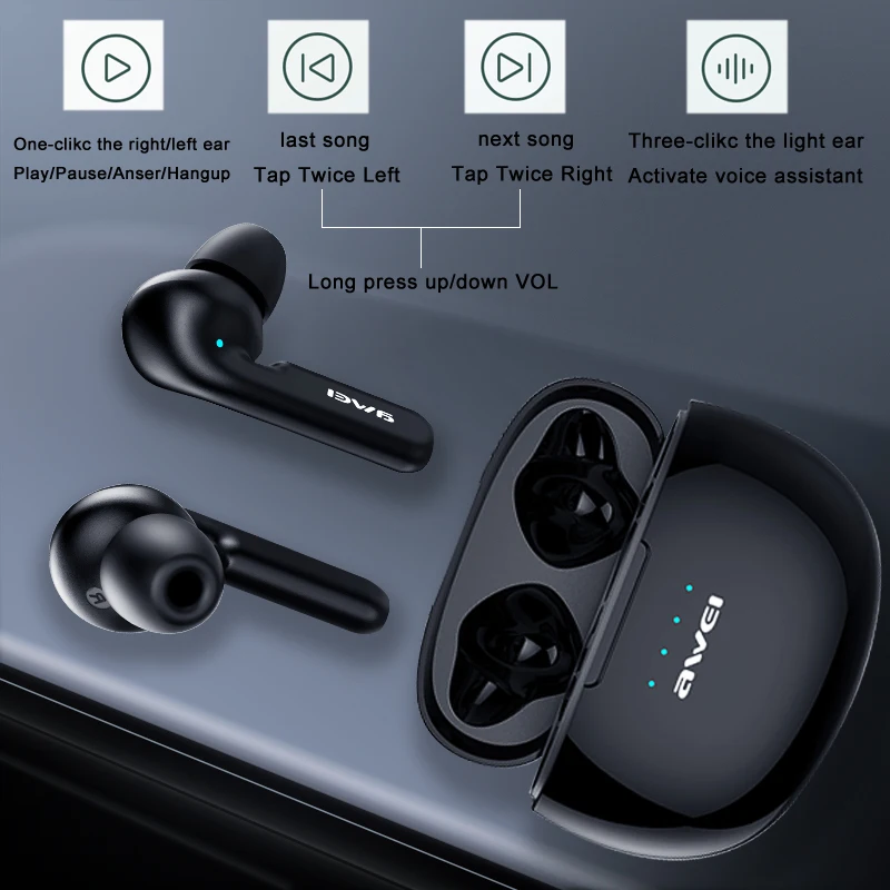AWEI T15 беспроводные Bluetooth наушники TWS мини Спортивная гарнитура наушник для iPhone Xiaomi