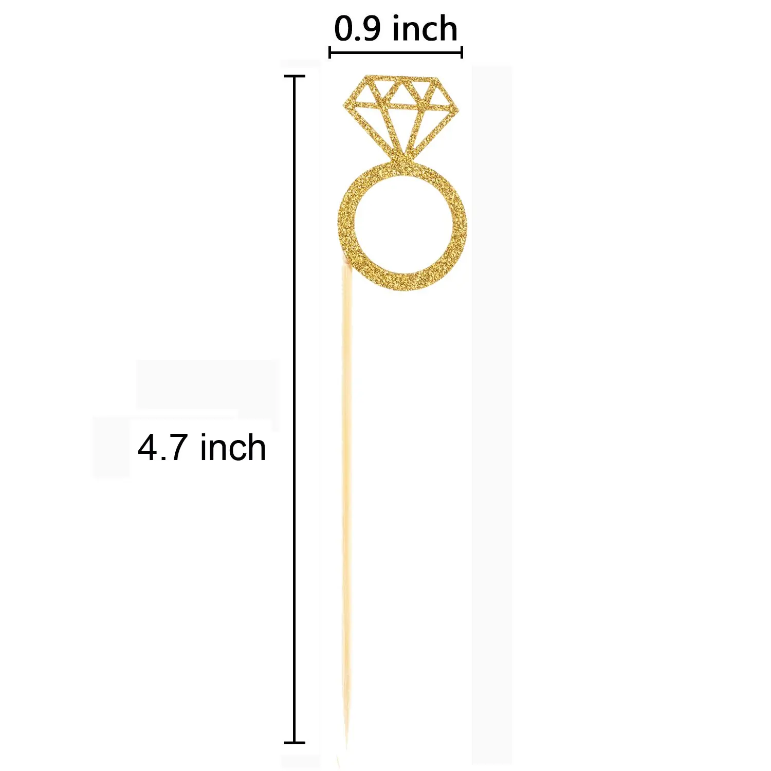 50 шт. топперы для кексов с золотым блеском мини АЛМАЗНОЕ КОЛЬЦО на торт свадьбы
