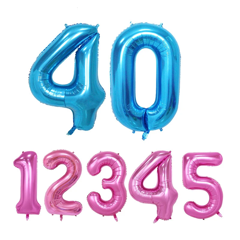 

40 inch blue pink black digital aluminum foil balloons festive anniversary wedding birthday decoration floating helium balloons