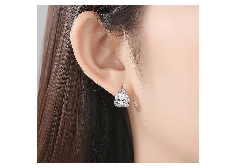 LUOTEEMI Design Stud Earrings for Women Dating Party Luxury Water Drop CZ Three Colors Female Jewelry Pendientes Christmas Gift