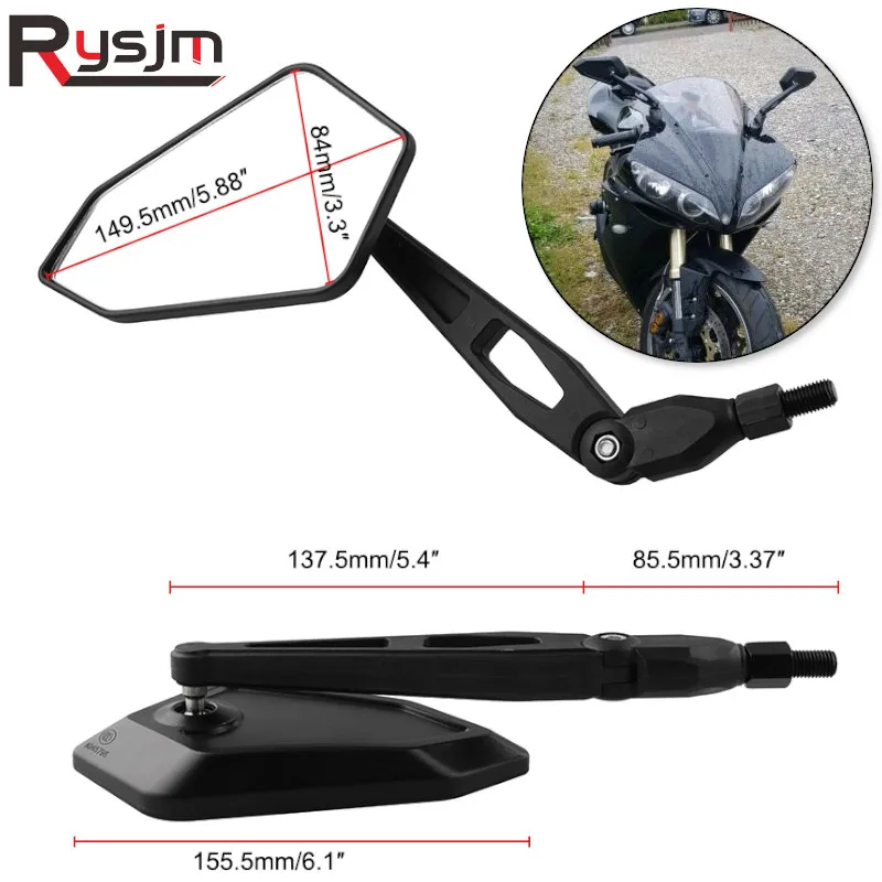 10mm Universal Motorcycle Handlebar Rear View Side Mirror for Suzuki SV1000 for Honda cafe racer for BMW Motorcycle accessories