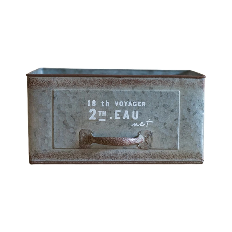 Прямоугольный горшок для растений с суккулентами цветочный железный в стиле