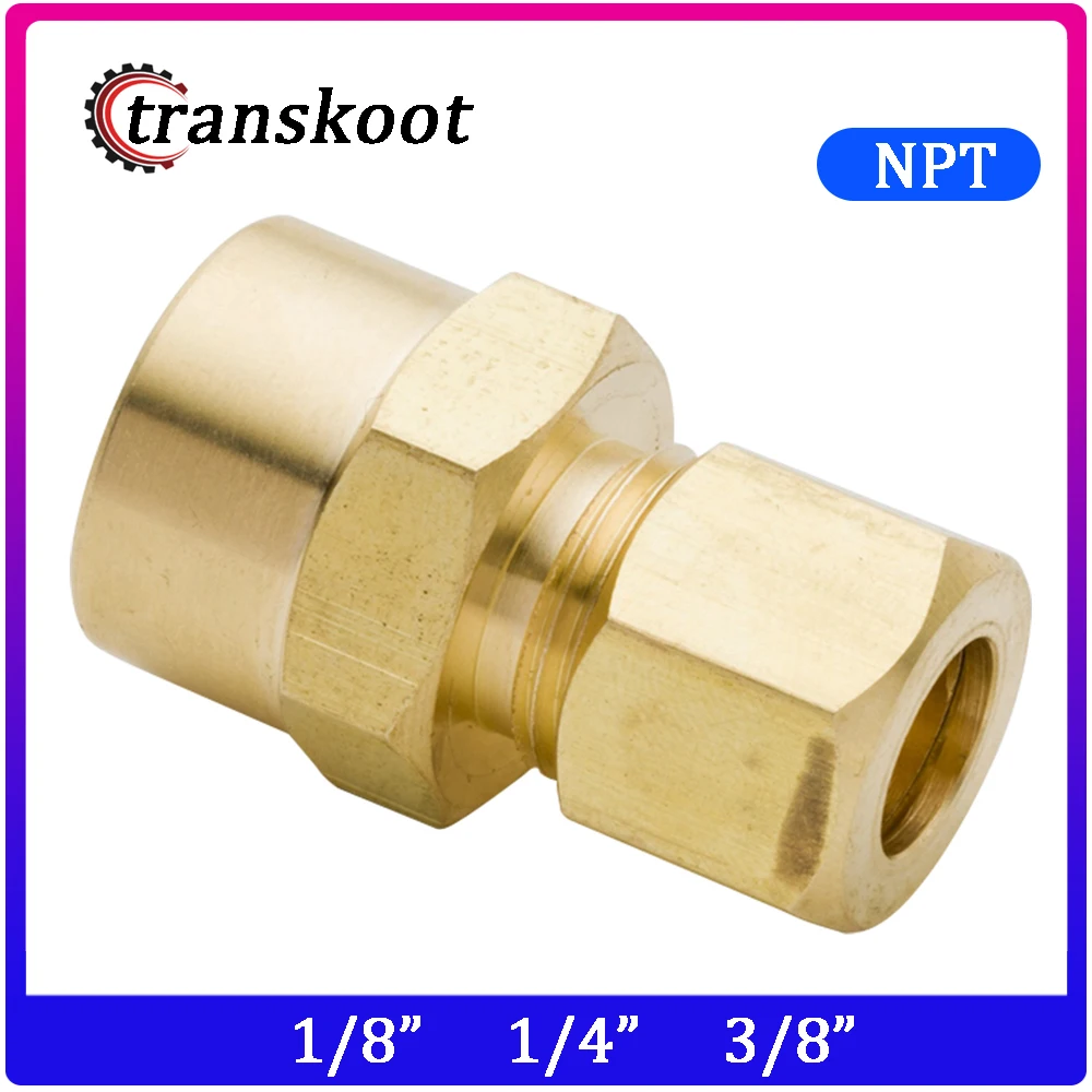 2 шт. латунный трубный шланг Компрессионный фитинг с гнездовым соединителем NPT 1/8
