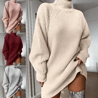 women autumn winter sweater turtleneck blouse knitted dress