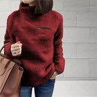Женская водолазка с длинным рукавом, однотонный Повседневный пуловер большого размера, Осень-зима