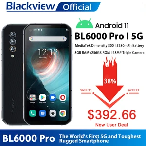 Blackview BL6000 Pro 5G Smartphone IP68 Waterproof 48MP Triple Camera
8GB RAM 256GB ROM 6.36 Inch Global Version Mobile Phones