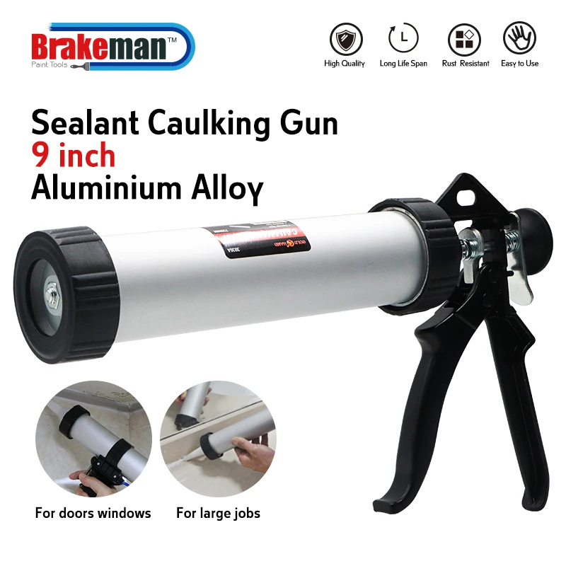 

BRAKEMAN 230mm 9 inch Caulking Gun 310mml Sausage Style Aluminum DIY Construction Tools Heavy Duty Professional Caulk Gun