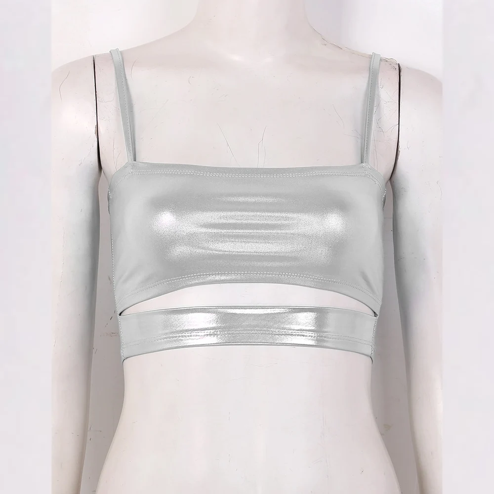 Женский костюм для полярного танца сексуальные майки блестящие с металлическим