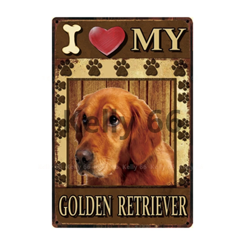

[ Kelly66 ] Pets Dog I Love My Basenji Pug Pomeranian Great Dane Metal Sign Home Decor Bar Wall Art Painting 20*30 CM Size Dy128