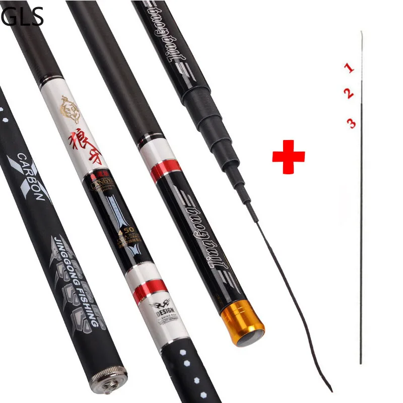 

3.6-7.2m Portable Telescopic Fishing Rod Carbon Fiber Ultra Light Stream Fishing Rods Hand Pole