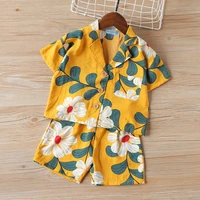 fashion new summer toddler boy clothes big floral beach style soft clothing sets boys thin breathable t shirt shorts 2pcs suit