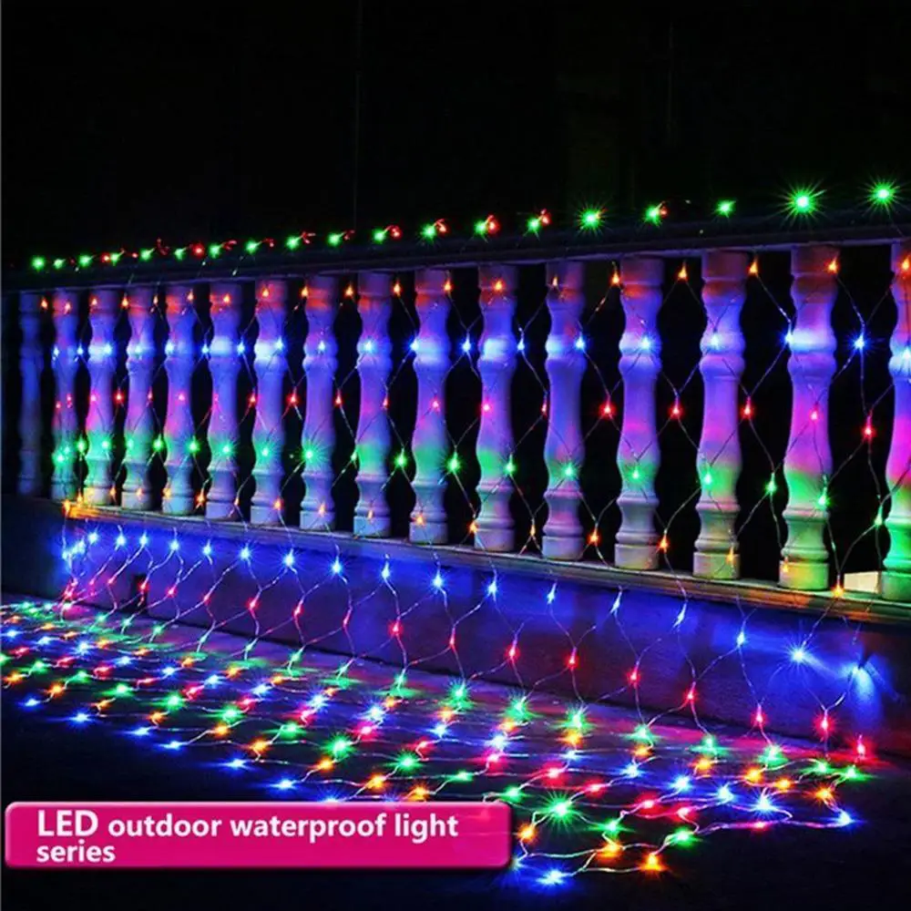 

Super Bright Net Mesh Fishing Net Lamp Flashing String Lights Outdoor Festival Waterproof Garden Romantic 110V Xmas Decor Yard