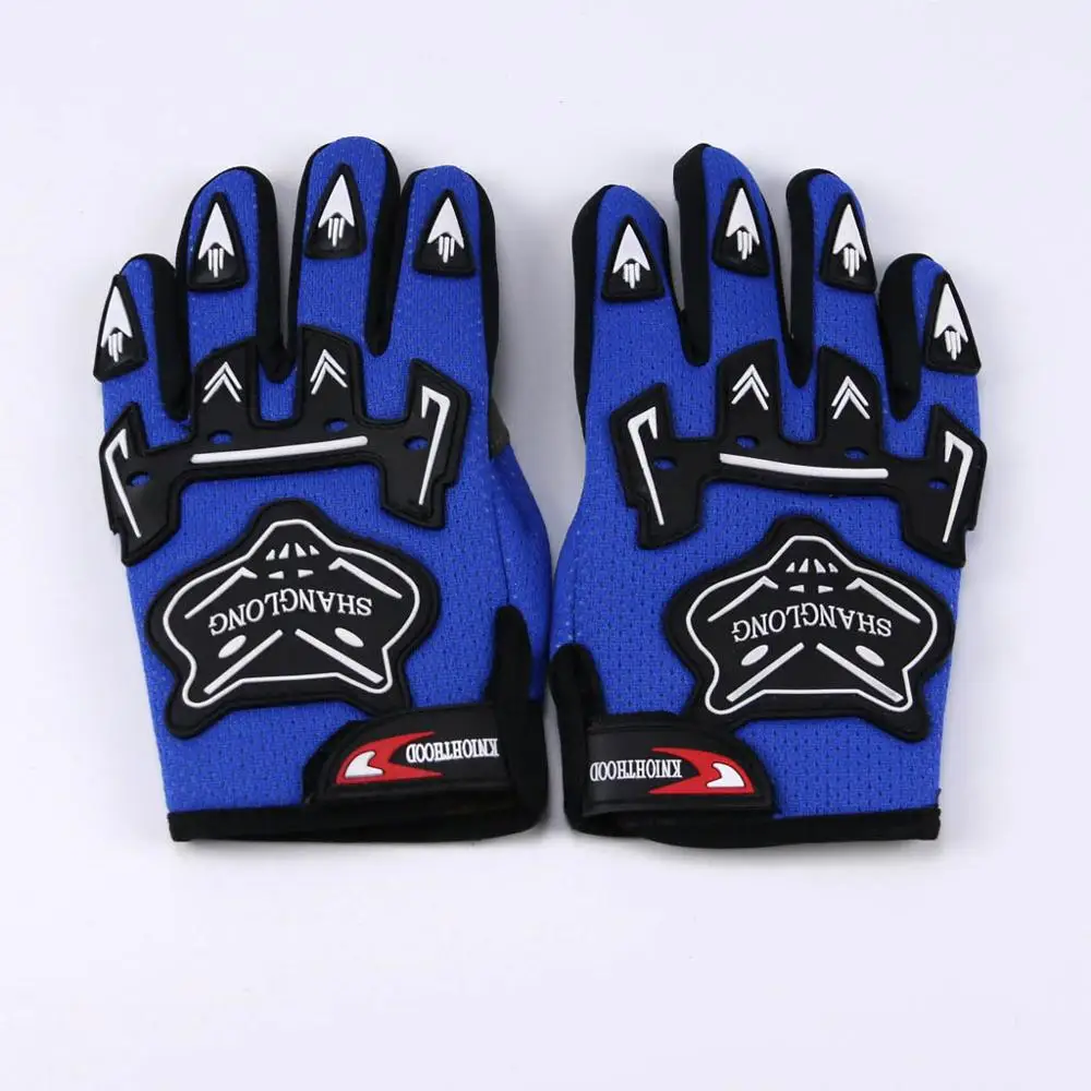Blue Kids Children Boy Girl Motorcycle Gloves Cycling Bike Bicycle Sports Full Finger Dirt Pit Pocket ATV QUAD Gear | Автомобили и