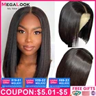 Парик короткий из человеческих волос, 13x5x2, прозрачный парик на сетке спереди, предварительно выщипанный парик с застежкой 4x4, парик 180%, прямые парики без повреждений, на сетке спереди