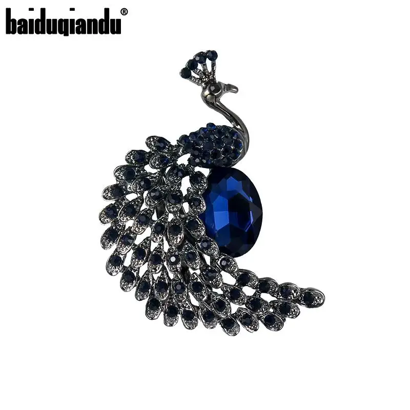 Новое поступление от бренда baiduqiandu Винтажная брошь в виде павлина с голубым