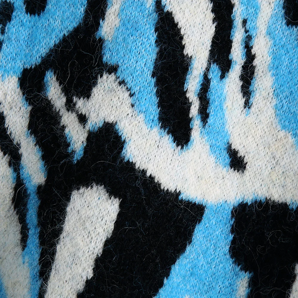 Свитера женская модная одежда 2021 зебра жаккардовый вязаный укороченный свитер