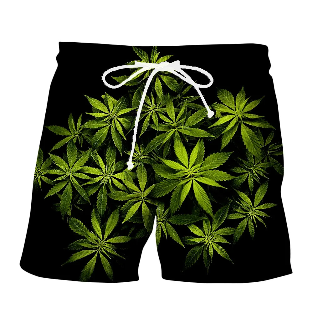 

Colorful maple leaf beach pants 3D digital printing men's vacation summer new style anti-wrinkle non-fading polyester