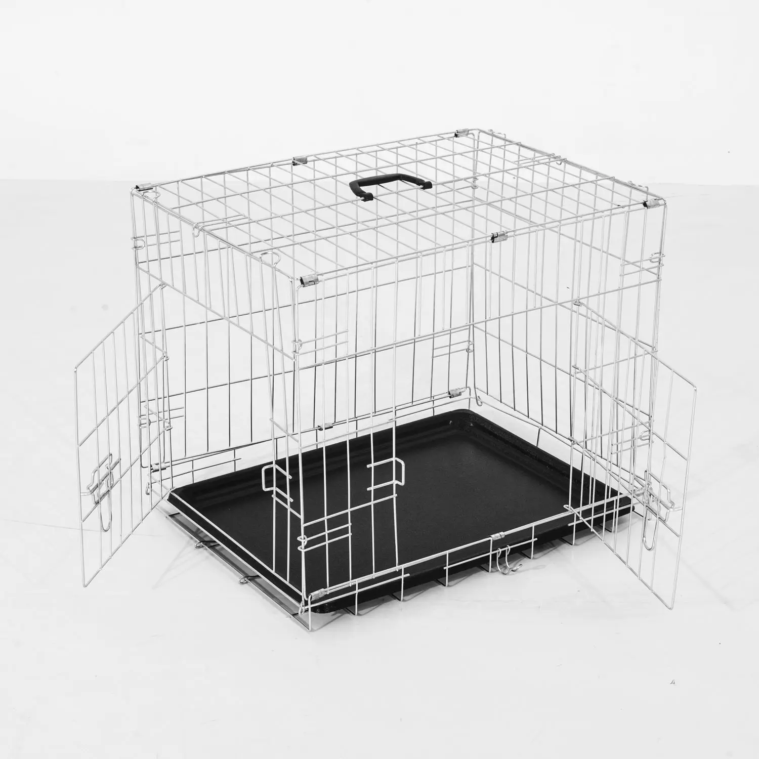 PawHut Transportin Jaula Transporte Perro Alambre 5 Medidas 2 цвета Opcional (60x46x51 см Plateado)|Переноски для собак| |