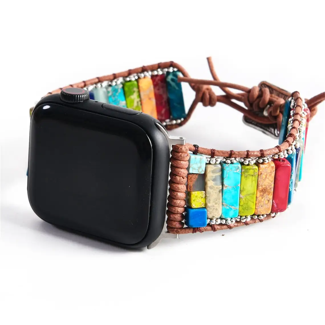 Natural Stone for Apple Watch Strap 38mm/44mm Bohemia Style Beaded Band Smartwatch Bracelet For iwatch series 7 654321SE