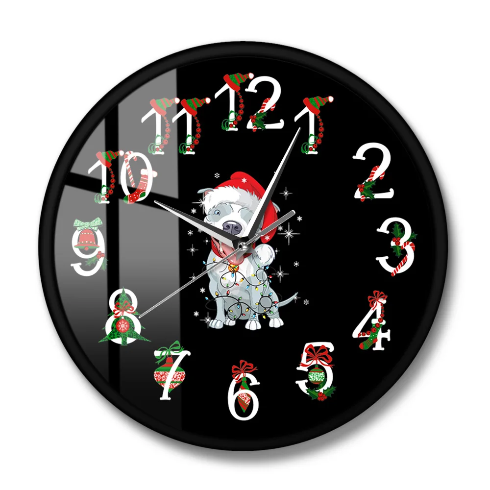 Настенные часы с изображением питбуля праздничные современные для любителей