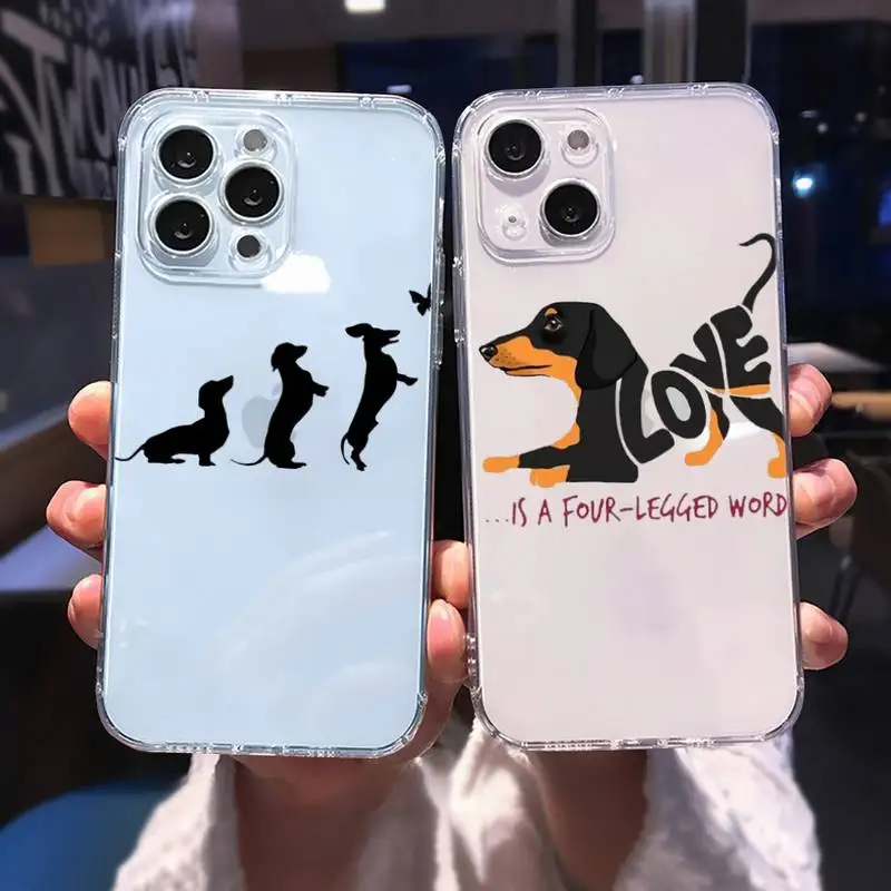 

Dachshund dog animal cute cartooon Phone Case Transparent soft For iphone 12 11 13 7 8 6 s plus x xs xr pro max mini