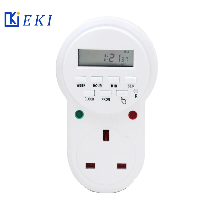 

UK Plug Outlet Electric 7 Day Weekly Programmable Digital Plug Socket Timer Switch Time Relay Wall Clock Power AC230V 220V 50Hz