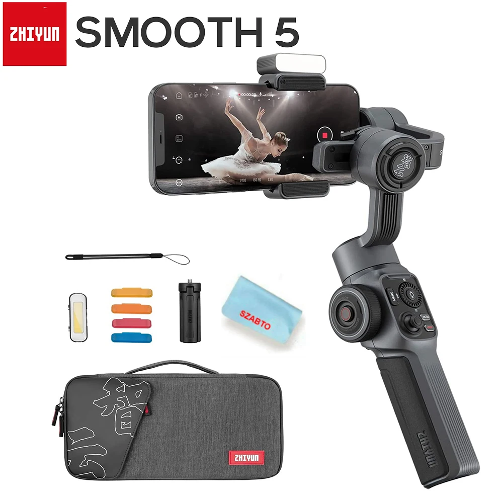 Ручной Стабилизатор Zhiyun Smooth 5, 3-осевой Ручной Стабилизатор фокуса и масштабирования, совместим с/Samsung/Huawei/Xi