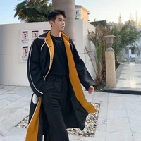 2021 men vintage fashion casual loose trench coat outerwear male japan korea style long windbreaker jacket cardigan overcoat