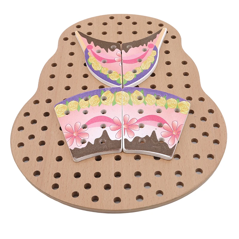 Монтессори ранняя развивающая игрушка шнуровка доска Дети Деревянный Торт