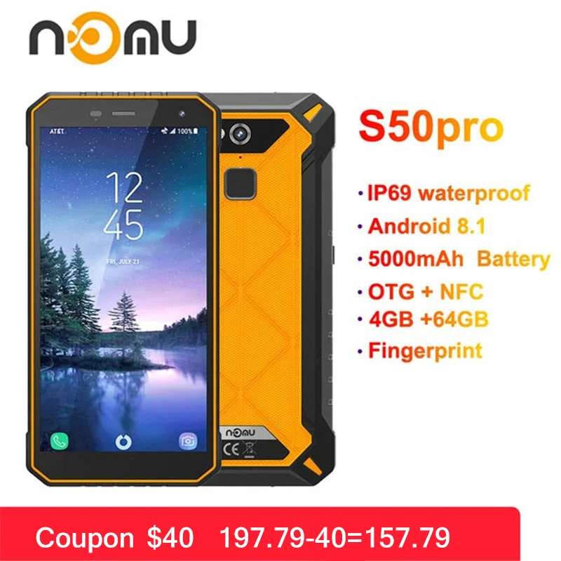 Nomu S50 PRO IP69 водонепроницаемые мобильные телефоны Android 8 1 5 72 &quotHD + Восьмиядерный