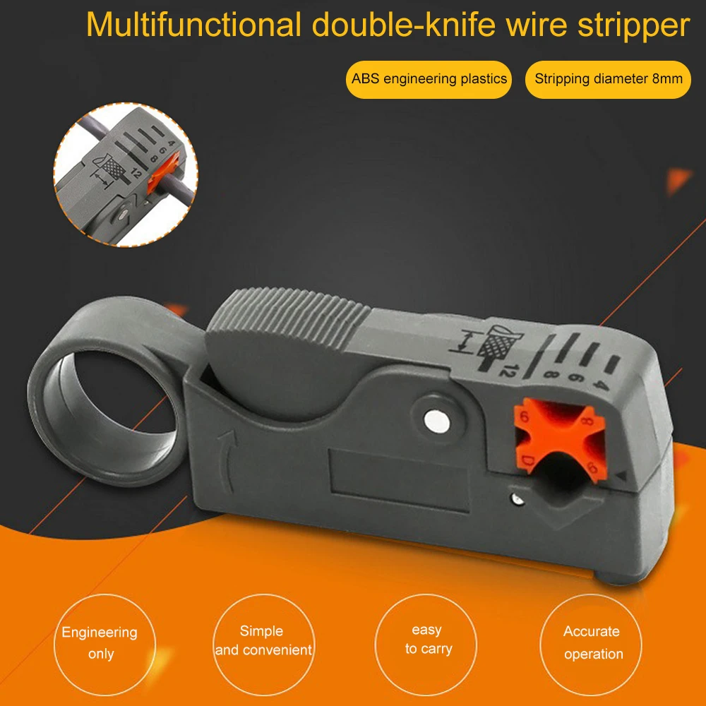 

1pc Stripping Pliers Double Knife Rotary Coaxial Wire Stripper Pliers Crimper Cable Cutter Decrustation Pliers Stripping Tool