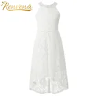 Элегантное цветочное кружевное платье с лямкой на шее для девочек, детские платья для девочек, платье принцессы для свадебной вечеринки, платье для первого причастия