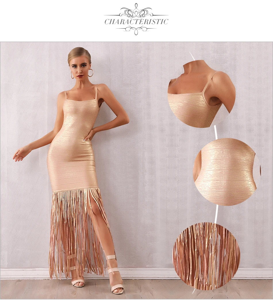 Adyce новое летнее женское Бандажное Платье макси с кисточками Vestidos сексуальное Клубное платье без рукавов с бахромой вечернее платье в стиле знаменитостей