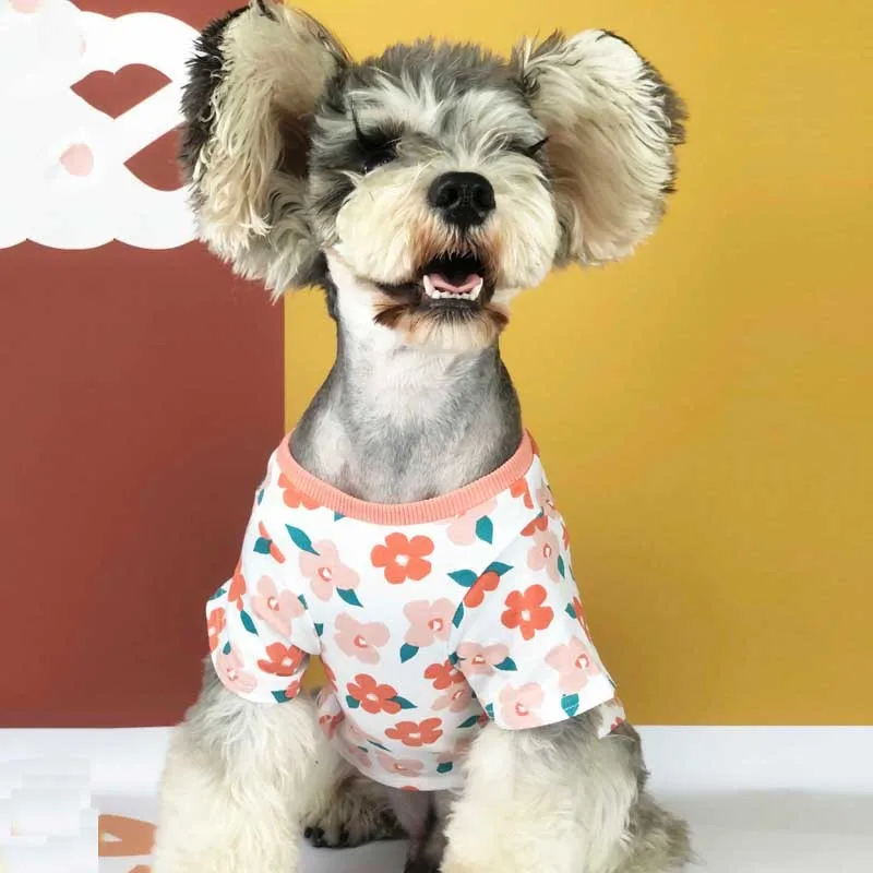 Летняя хлопковая одежда для домашних животных маленьких собак футболка с