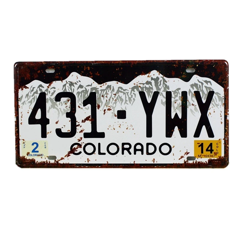 

Colorado Florida Vintage Garage Car Number License Plate Metal Tin Signs Wall Art Painting Truck Iron Craft Home Bar Decor N074