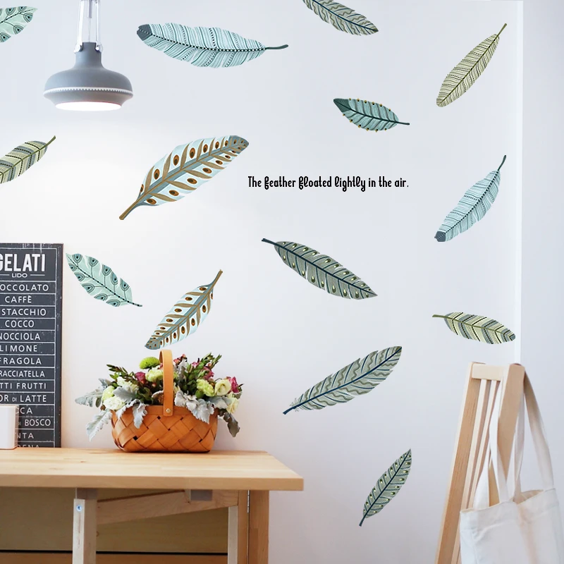 

Small Fresh Feather Wall Stickers Girl Kids Rooms Bedroom Nursery Decor DIY Vinyl Wall Decals Wallpaper Home Decor