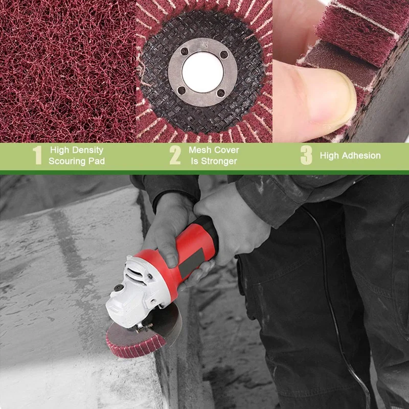 

6PCS 4 Inch 240 Grit Red Nylon Fiber Flap Discs with Sandpaper,perfect for Paint Remove & Stainless Steel Tube Polishing