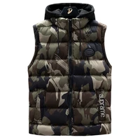 winter new fashion camouflage mens warm vest large size 7xl hooded sleeveless jacket slim fit gilet coat male thermal vest