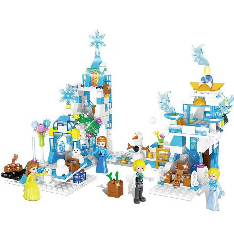 

Princess Snow Queen Ice Castle Building Blocks Magical Ice Palace Playset Model Bricks Toys Dolls For Girls Xmas Birthday Gifts