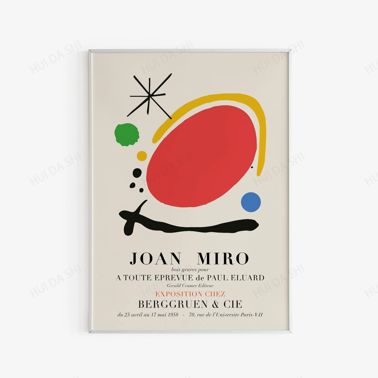 

Joan Miro Printable Art - 1958 Exhibition Poster Abstract, Surrealist Wall Art - Digital Download - Mid-Century Artists