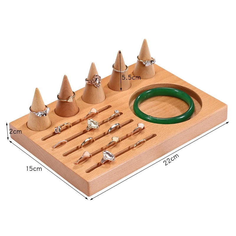 

3 in 1 Wooden Ring Earring Tray Showcase Display Bracelet Necklace Jewelry Organizer
